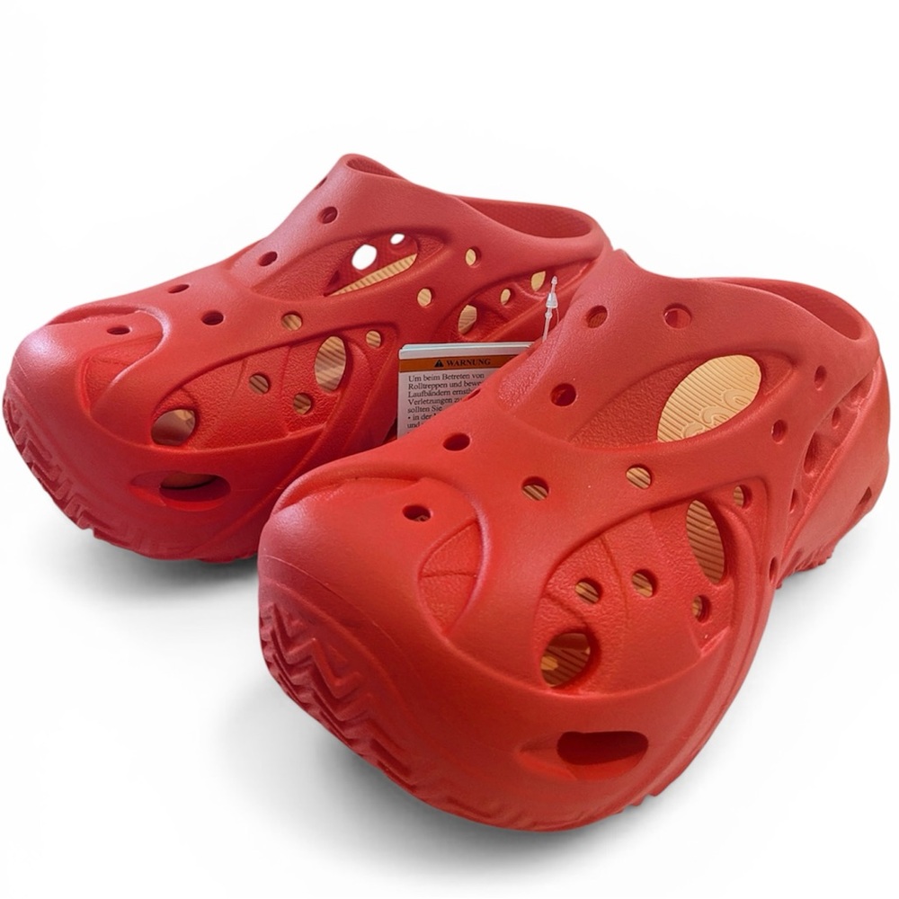 CROCS Caged Red Slip-On Ventilated Clog Mules